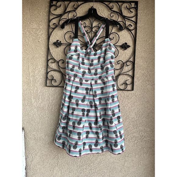 Zara Pineapple Print Dress - Size M - Multicolored - Picture 1 of 9